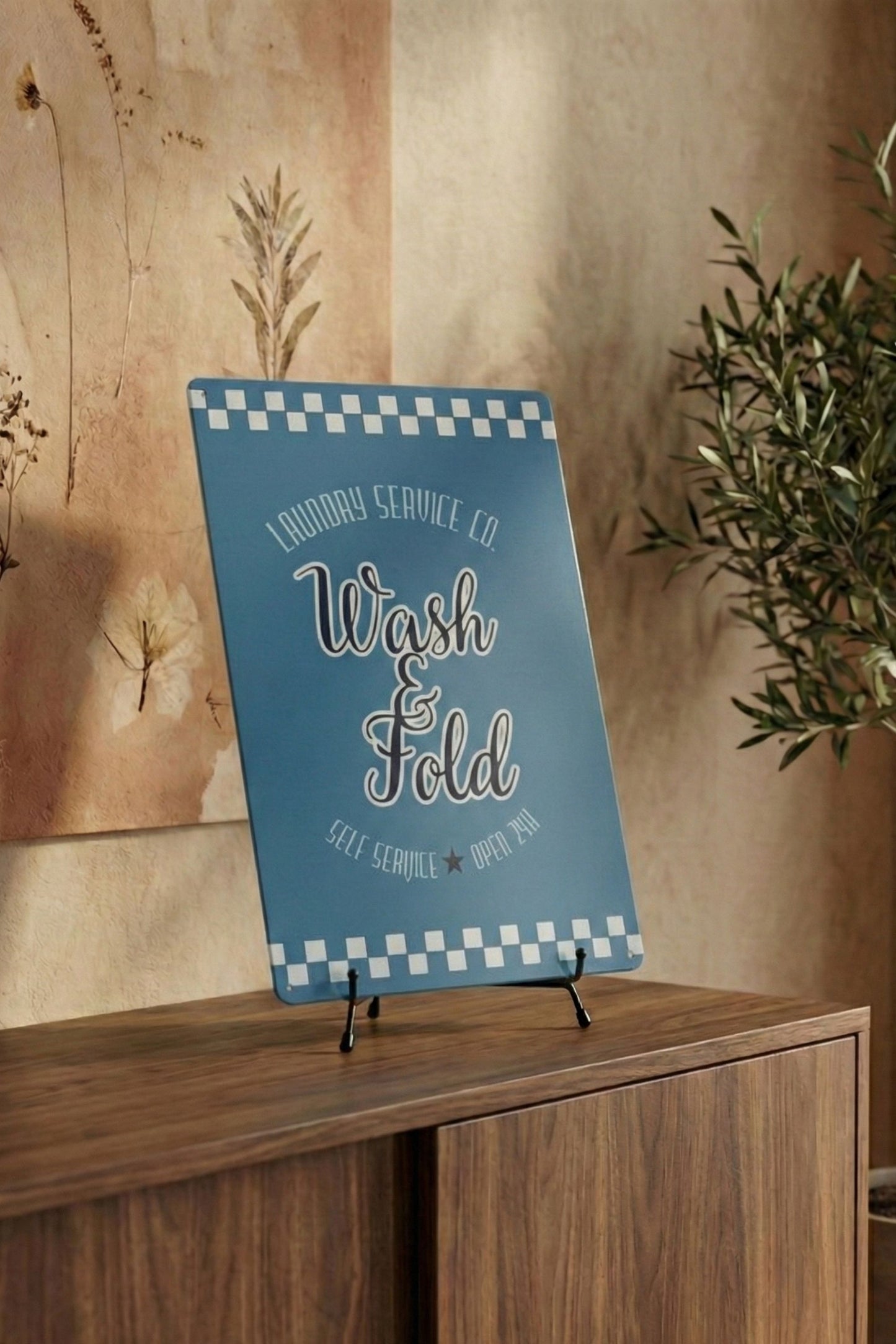 Plaque Métal "Déco Buanderie" | Style Vintage Wash & Fold
