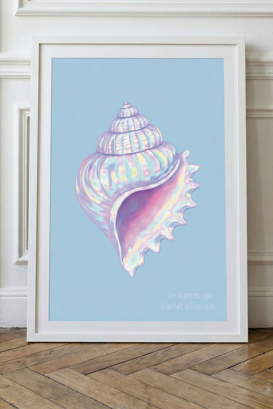 Affiche "Coquillage Opale" | Illustration Marine Irisée & Minimaliste