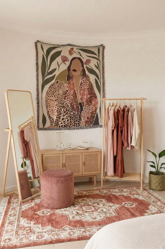 Toile Murale en Tissu Tissé | Modèle Madame Léopard