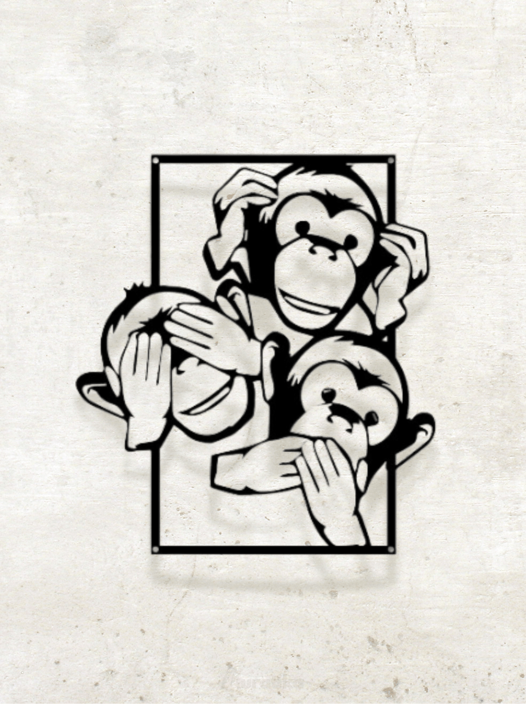 Décoration Murale Métal Moderne Singes sages / 27x30