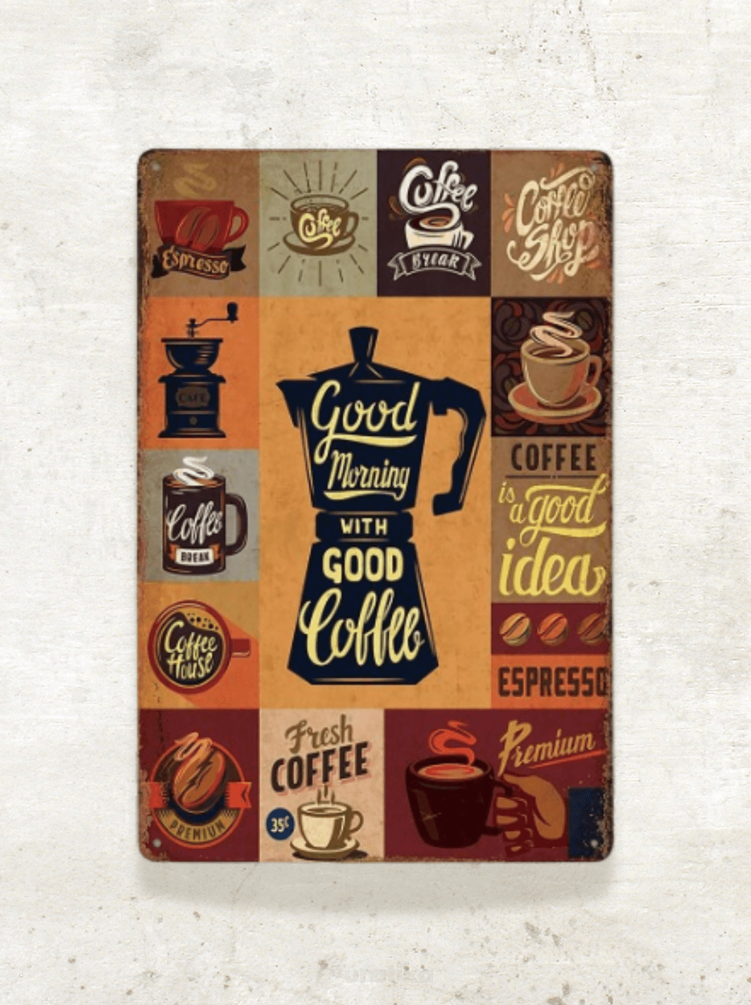 Plaque Métal Vintage Coffee / 20x30