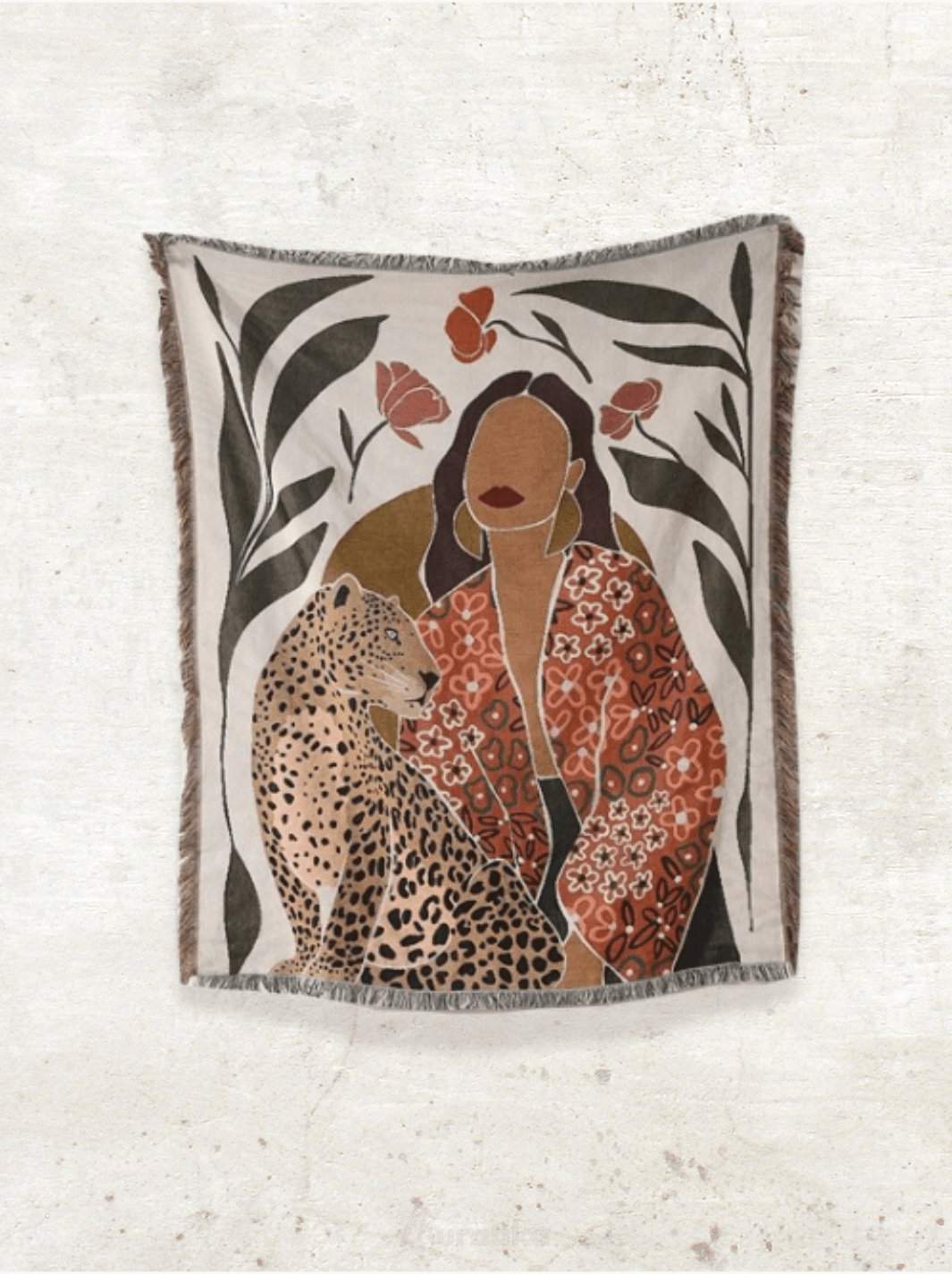 Toile Murale Tissu Madame Leopard / 130x160cm